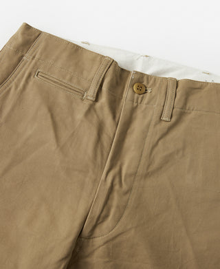 Khaki officer trousers front waistband with belt loops and button closure