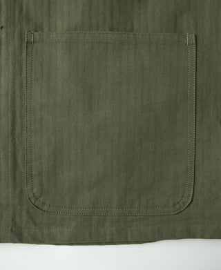 Olive jacket square chest pocket with stitched border