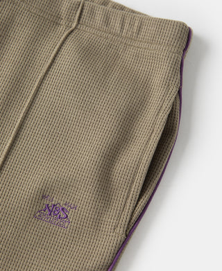 Khaki waffle-knit jogger pants with embroidered logo at lower leg