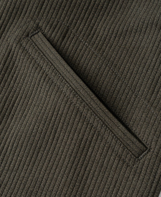 Coffee pique stripe cossack jacket shoulder panel and diagonal stitched seam detail
