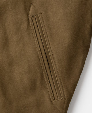 Brown cossack jacket sleeve cuff with double-stitch seam